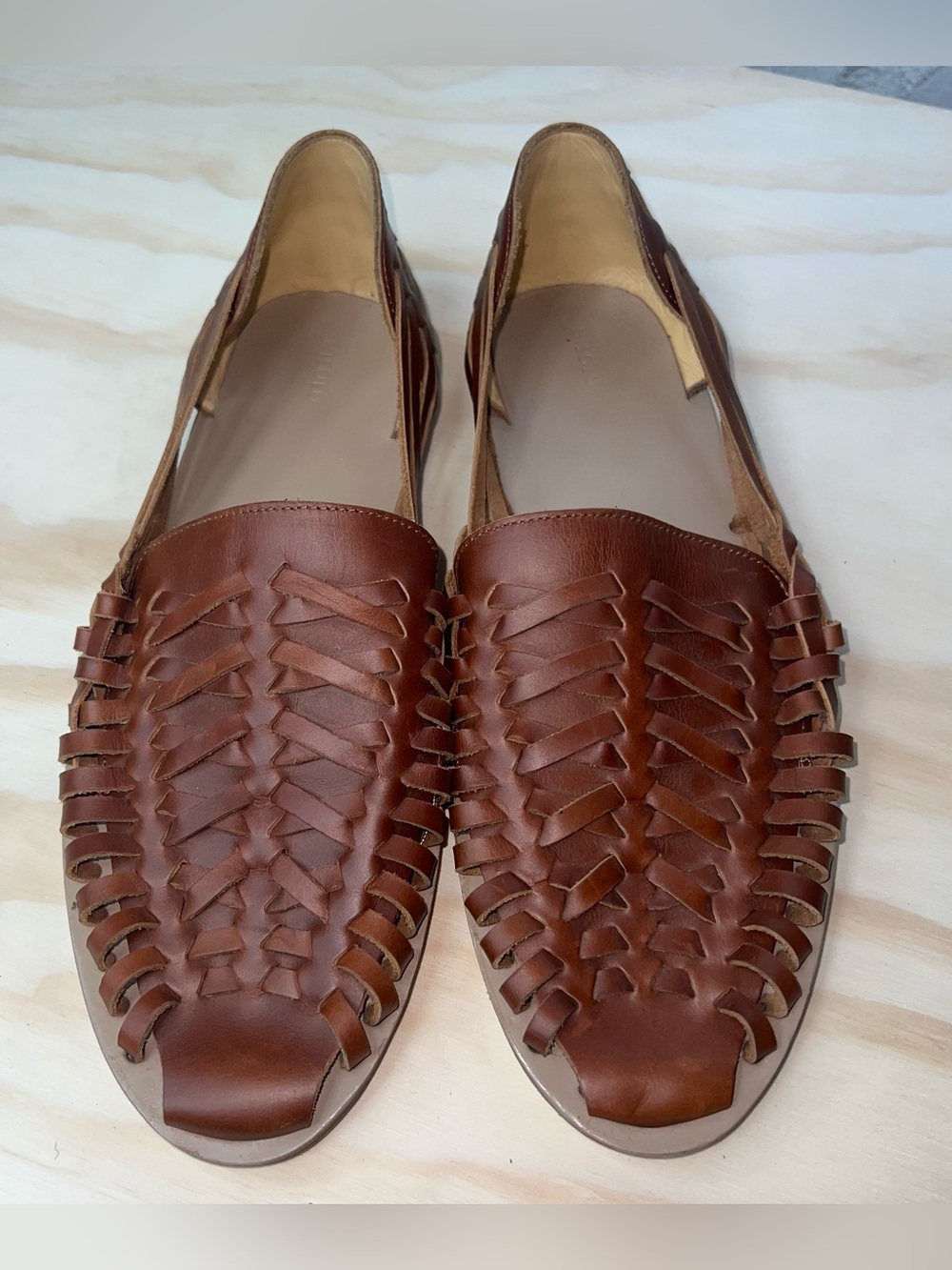 Nisolo Huarache Sandal Weave Leather Shoes Mens Size US 12.5 Brown Flats